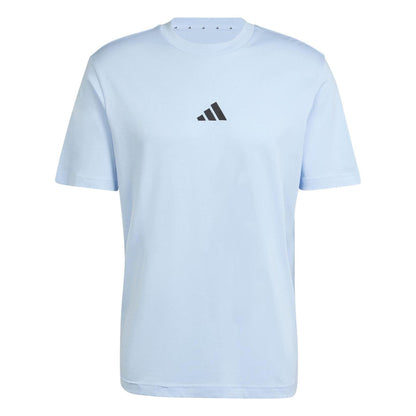 Glow Blue - Front - Adidas Mens Logo Cotton T-Shirt
