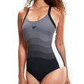 Black-White - Side - Speedo Womens-Ladies Entwine Printed One Piece Swimsuit