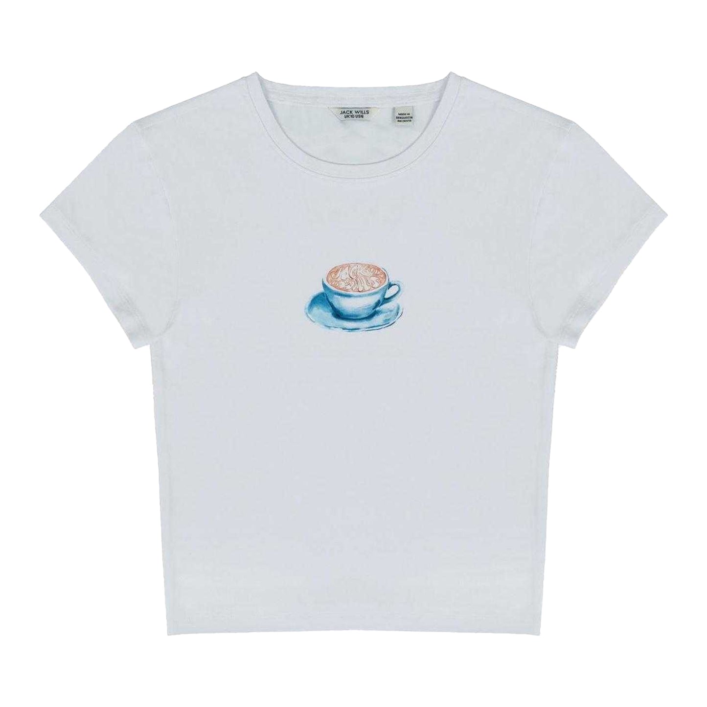 Coffee - Front - Jack Wills Womens-Ladies Coffee Cup Fitted Crop Top