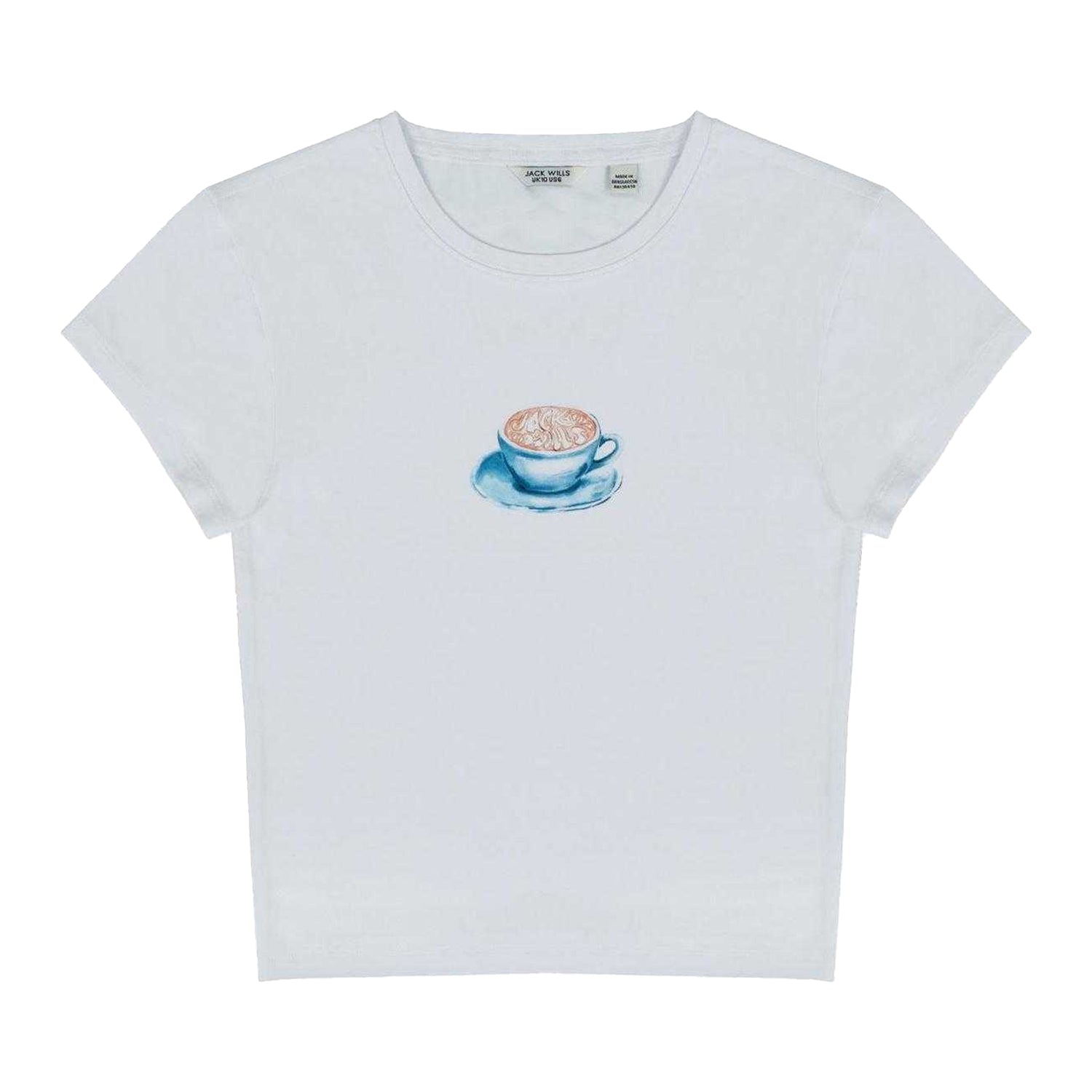Coffee - Front - Jack Wills Womens-Ladies Coffee Cup Fitted Crop Top