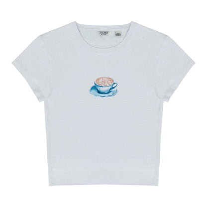 Coffee - Front - Jack Wills Womens-Ladies Coffee Cup Fitted Crop Top