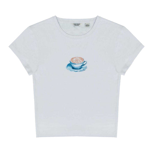 Coffee - Front - Jack Wills Womens-Ladies Coffee Cup Fitted Crop Top