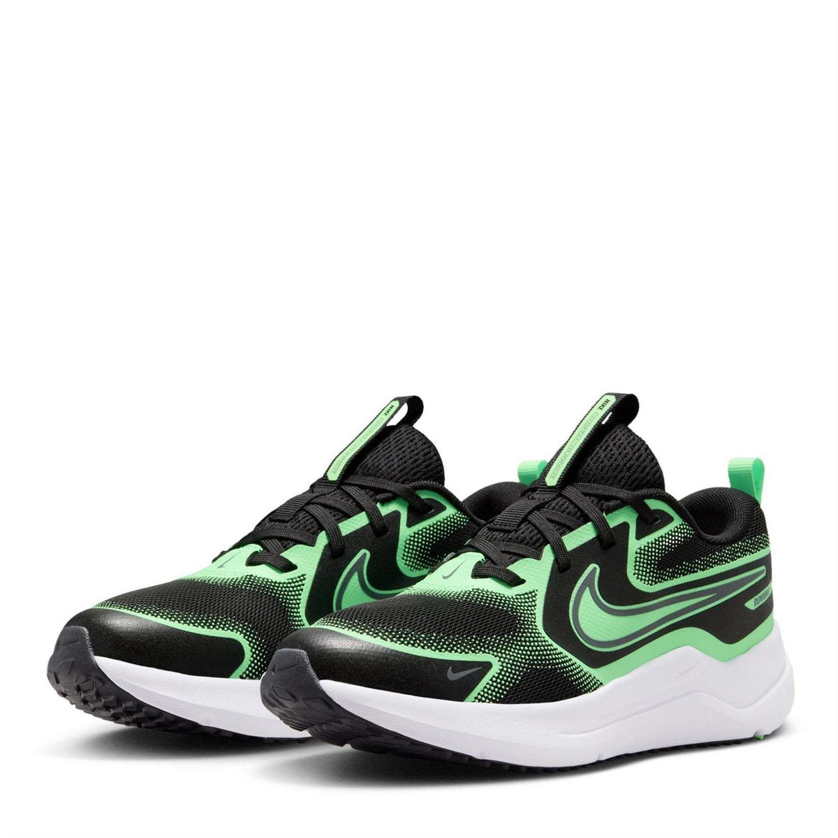 Black-Green - Side - Nike Childrens-Kids Downshifter 12 Trainers