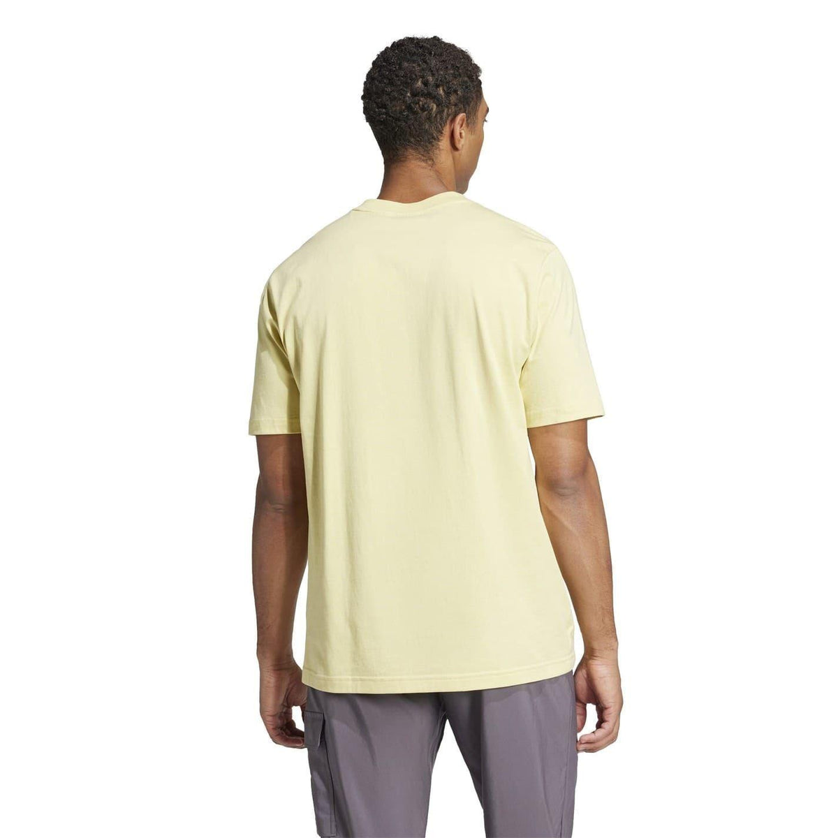 Yellow - Back - Adidas Mens Logo Cotton T-Shirt