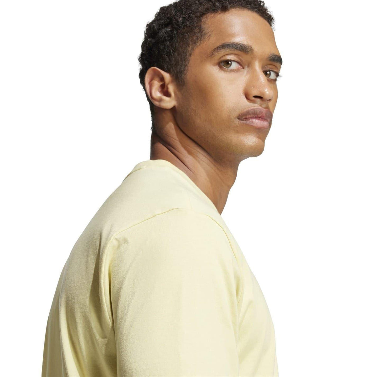 Yellow - Side - Adidas Mens Logo Cotton T-Shirt