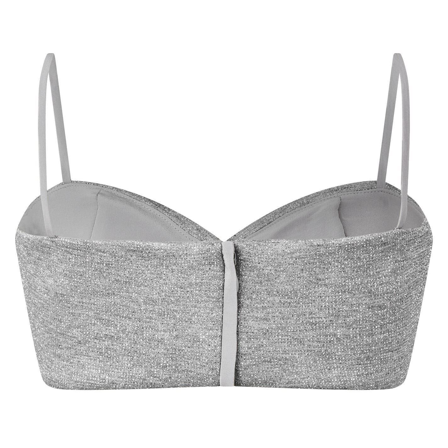 Silver - Back - Off White Womens-Ladies Glitter Cropped Tube Top