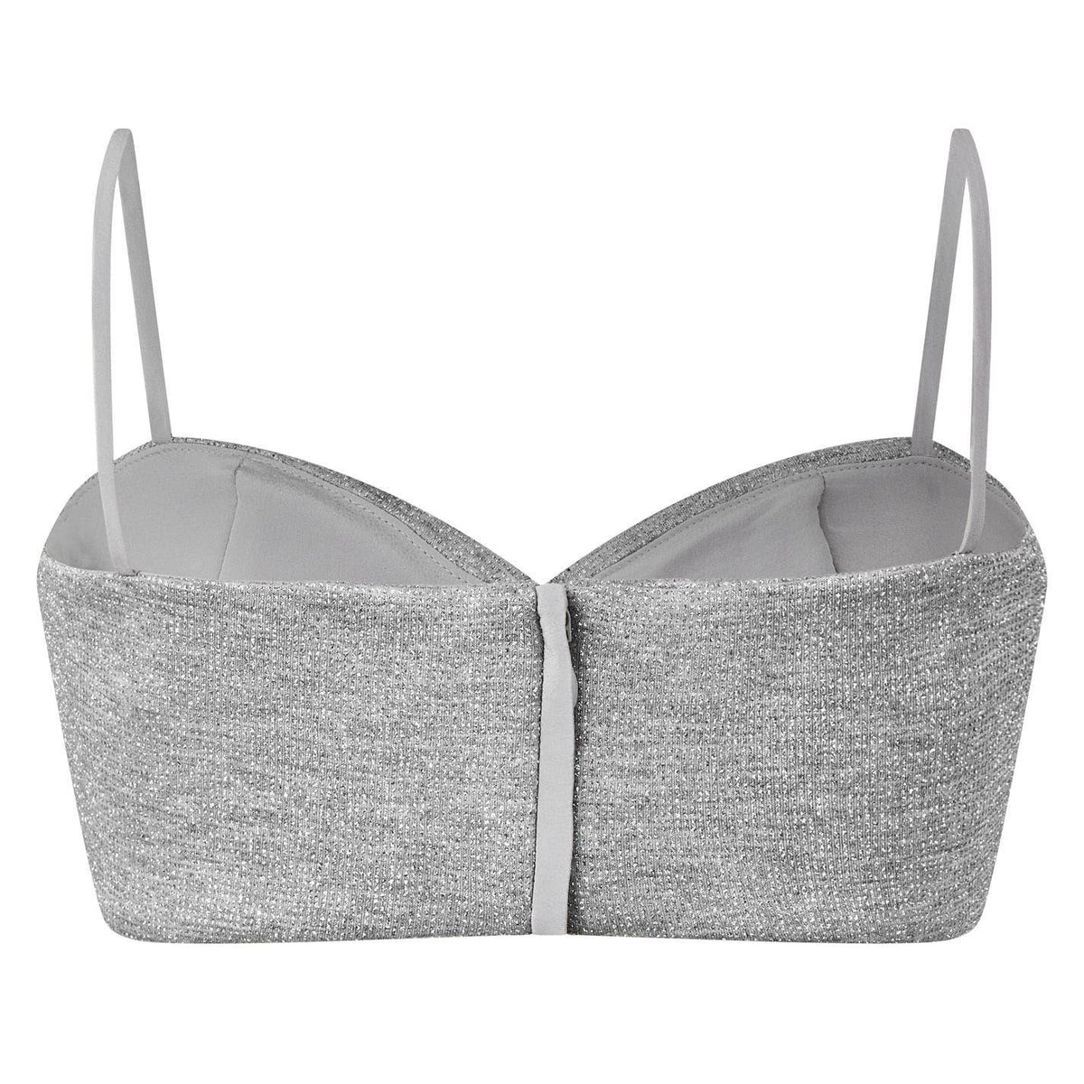 Silver - Back - Off White Womens-Ladies Glitter Cropped Tube Top