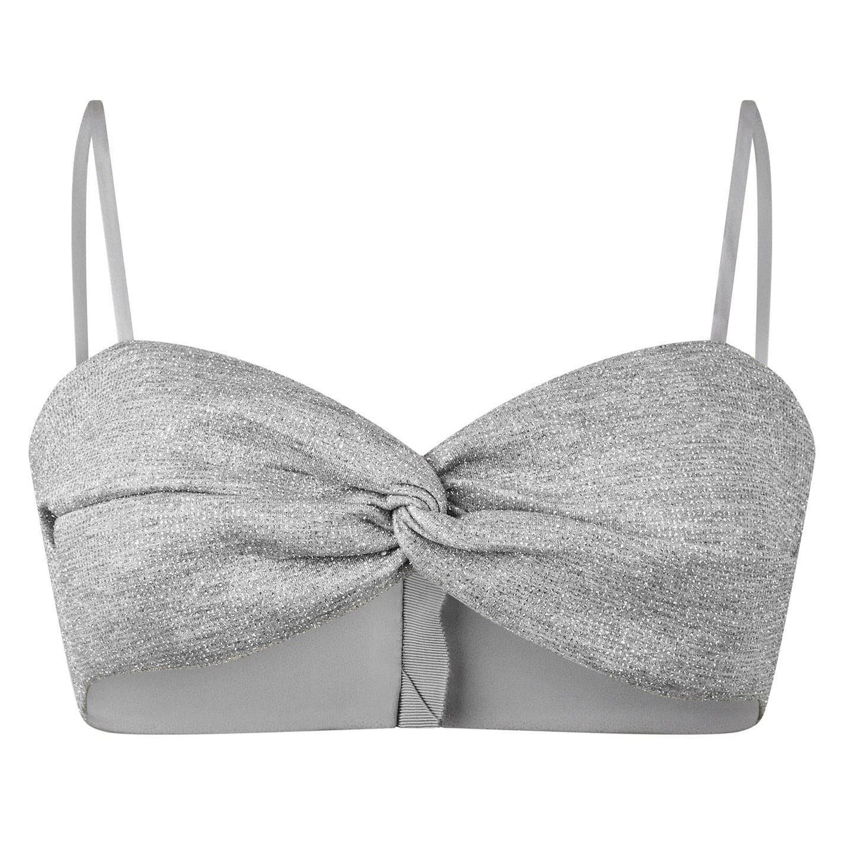 Silver - Front - Off White Womens-Ladies Glitter Cropped Tube Top