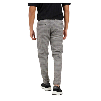 Grey - Back - Brave Soul Mens Checked Jogging Bottoms