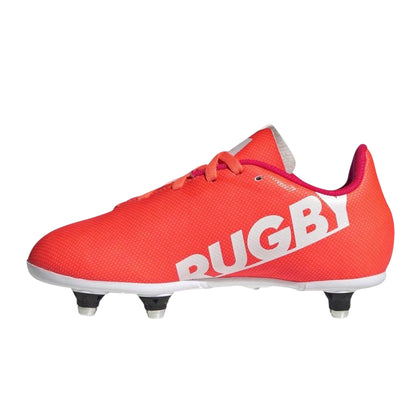 Orange - Side - Adidas Childrens-Kids Soft Ground Rugby Boots