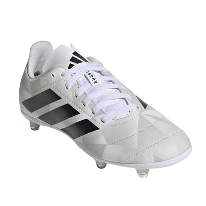 White-Black - Front - Adidas Childrens-Kids Soft Ground Rugby Boots