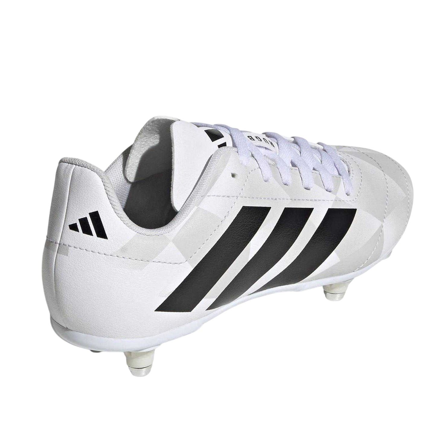 White-Black - Back - Adidas Childrens-Kids Soft Ground Rugby Boots