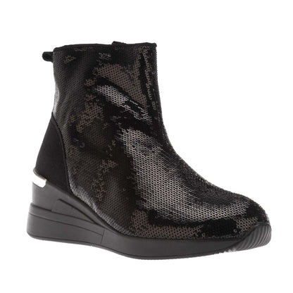 Black - Front - Dune London Womens-Ladies Effecting Sequins Wedge Boots