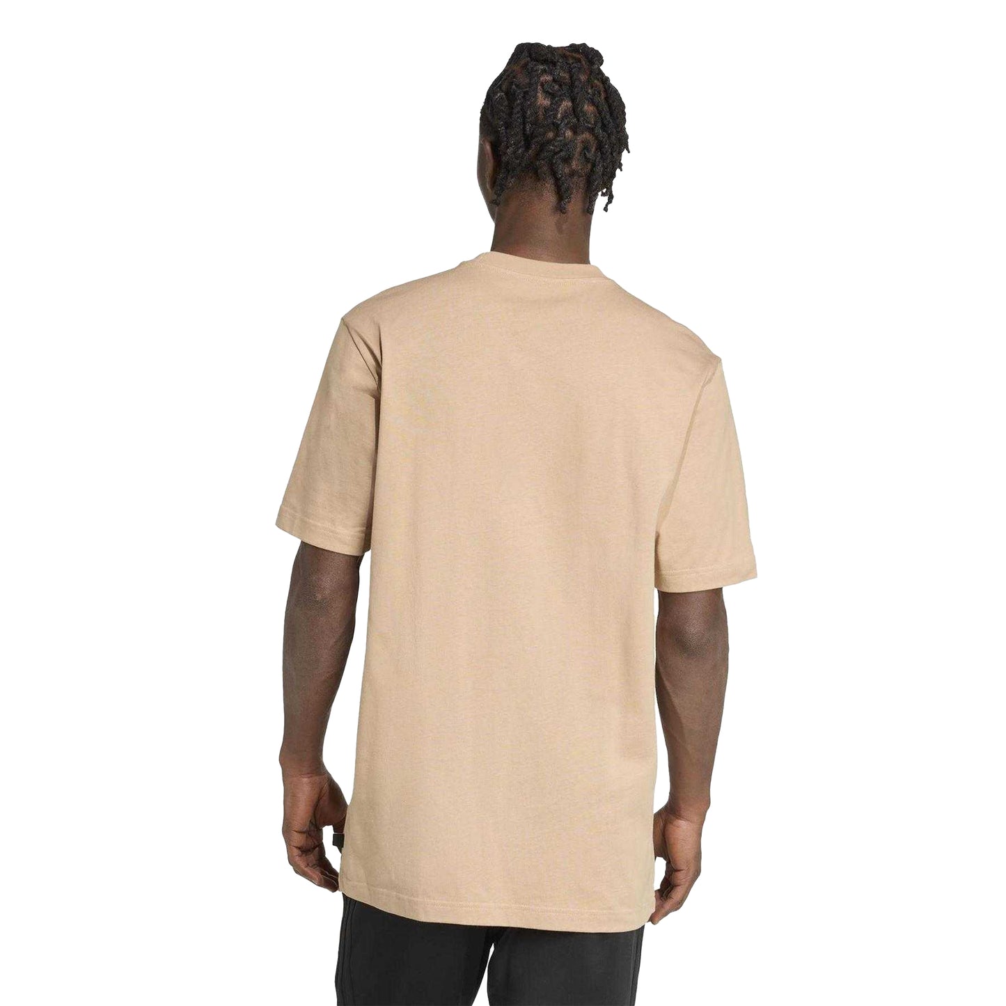 Sand - Back - Adidas Mens Logo Cotton T-Shirt