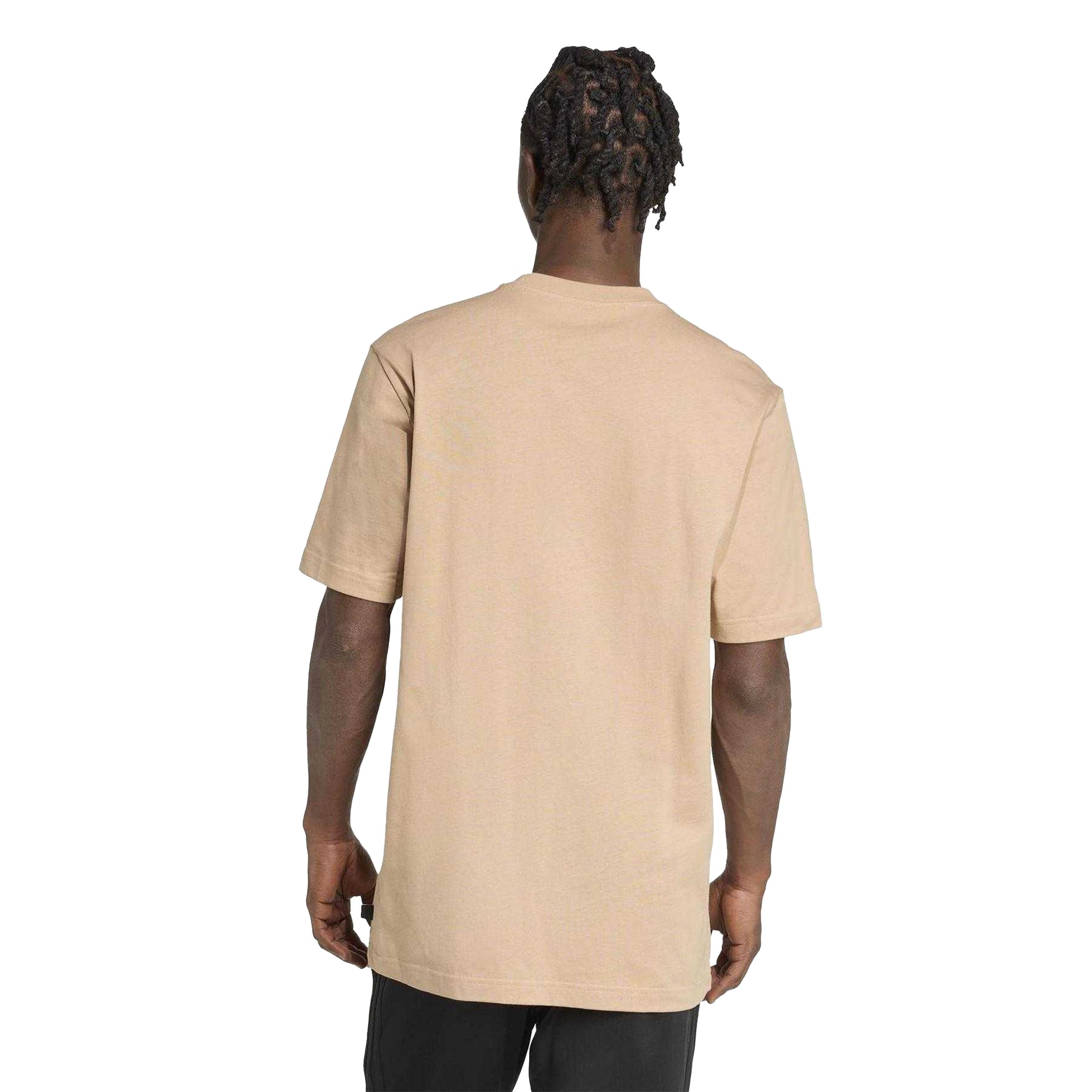 Sand - Back - Adidas Mens Logo Cotton T-Shirt