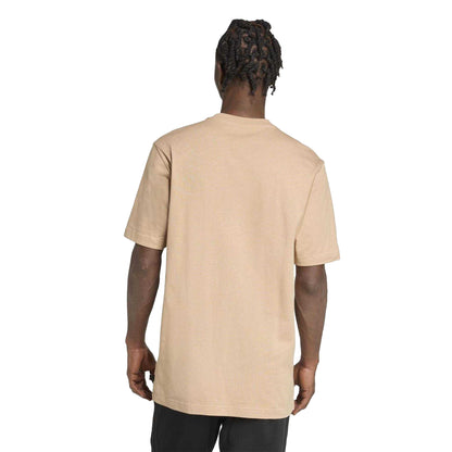 Sand - Back - Adidas Mens Logo Cotton T-Shirt