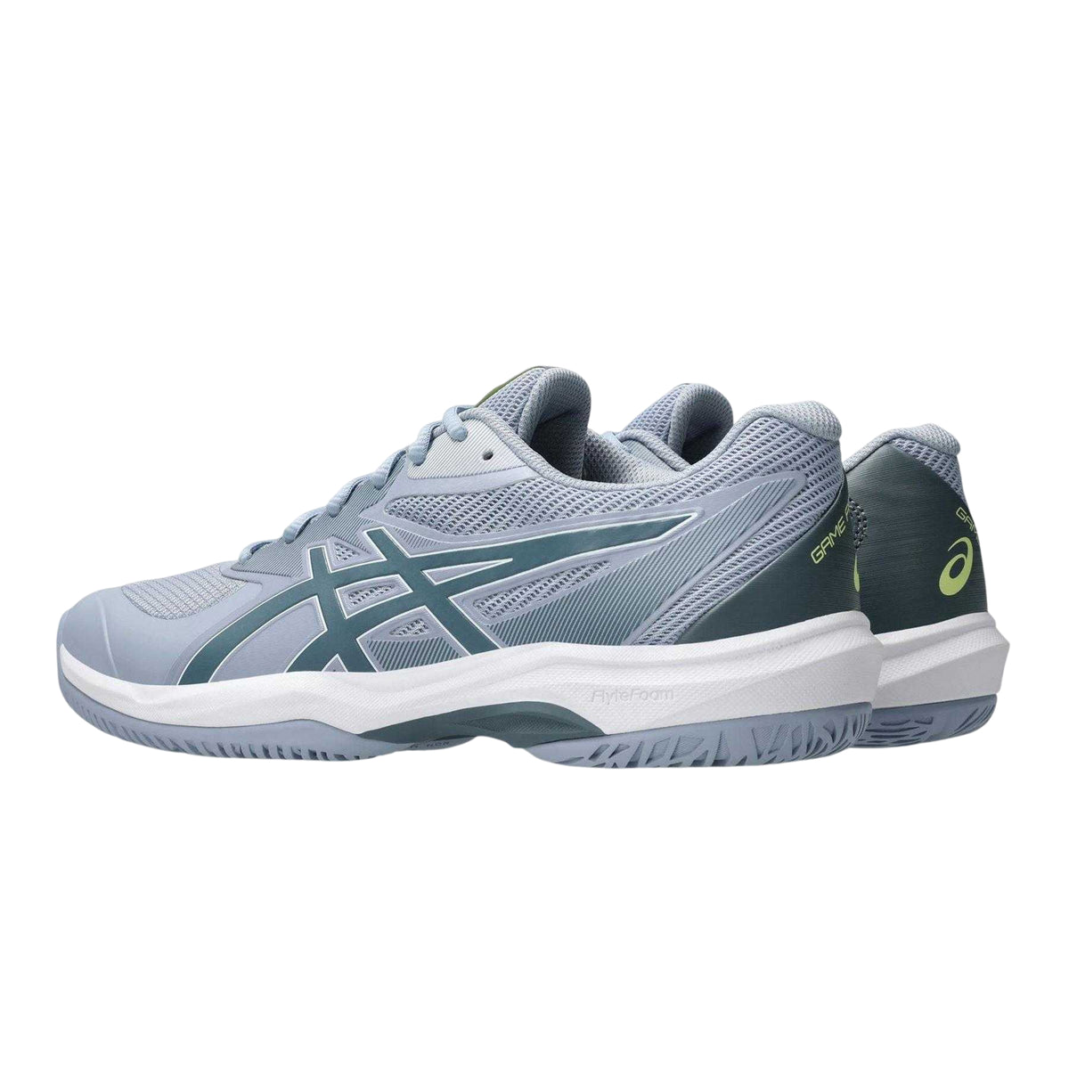 Grey Blue-Iron - Back - Asics Mens Game FF Logo Tennis Shoes