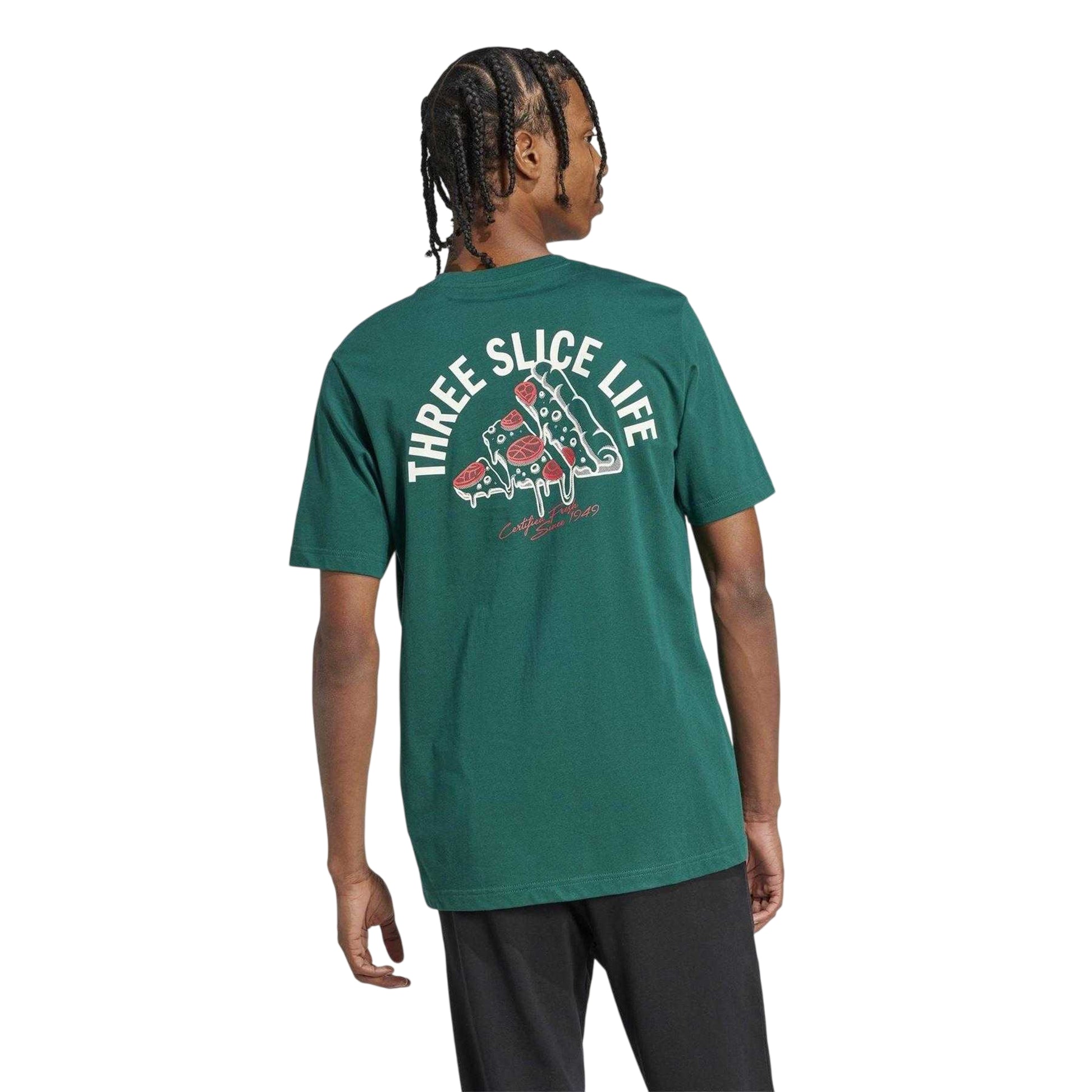Green - Back - Adidas Mens Pizza Cotton T-Shirt