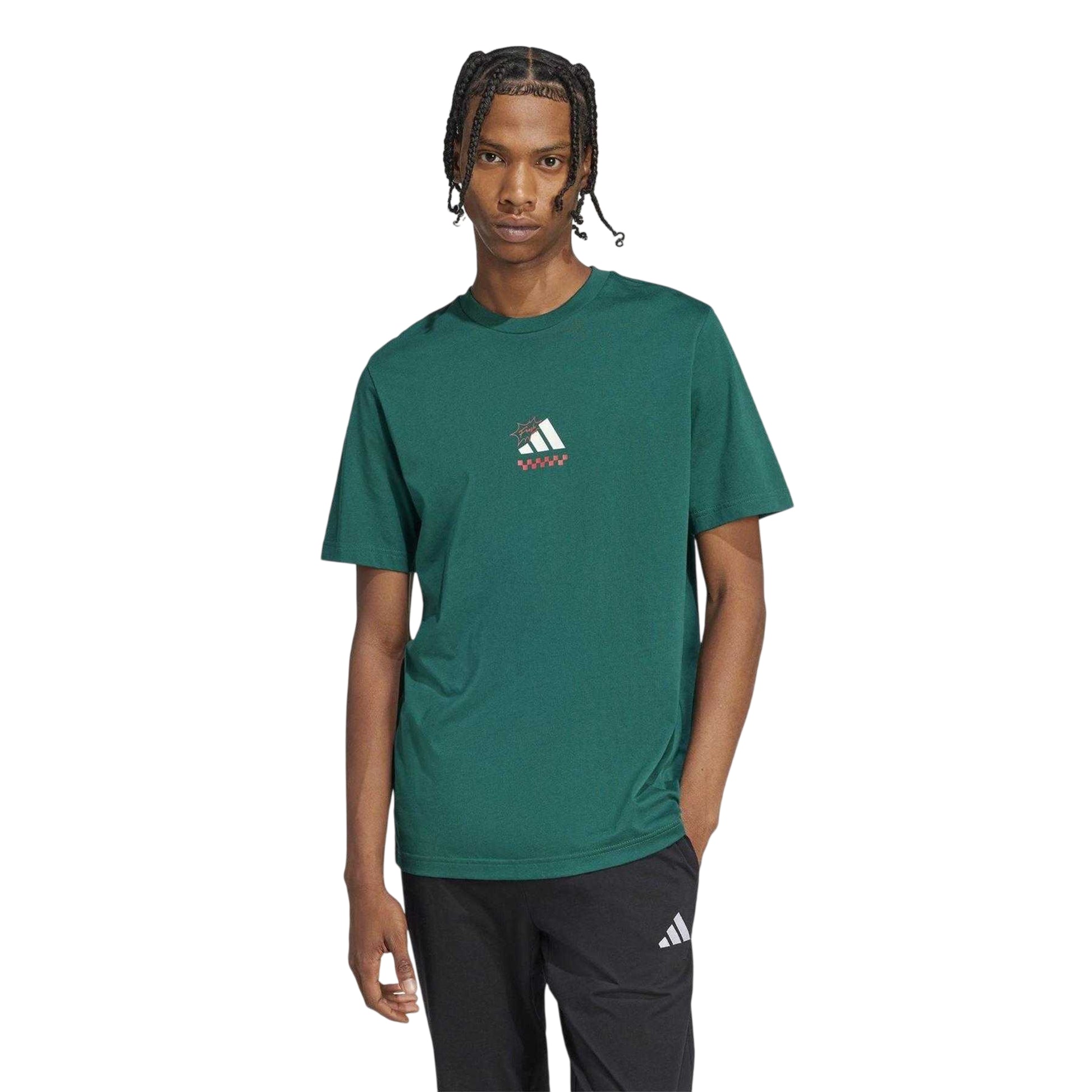 Green - Side - Adidas Mens Pizza Cotton T-Shirt