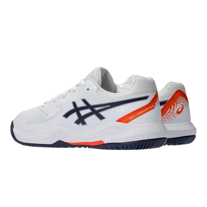 White-Indigo - Back - Asics Childrens-Kids Gel Dedicate 8 Side Stripe Tennis Shoes