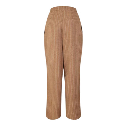 Camel - Back - Biba Womens-Ladies Vertical Stripe Wide Leg Trousers