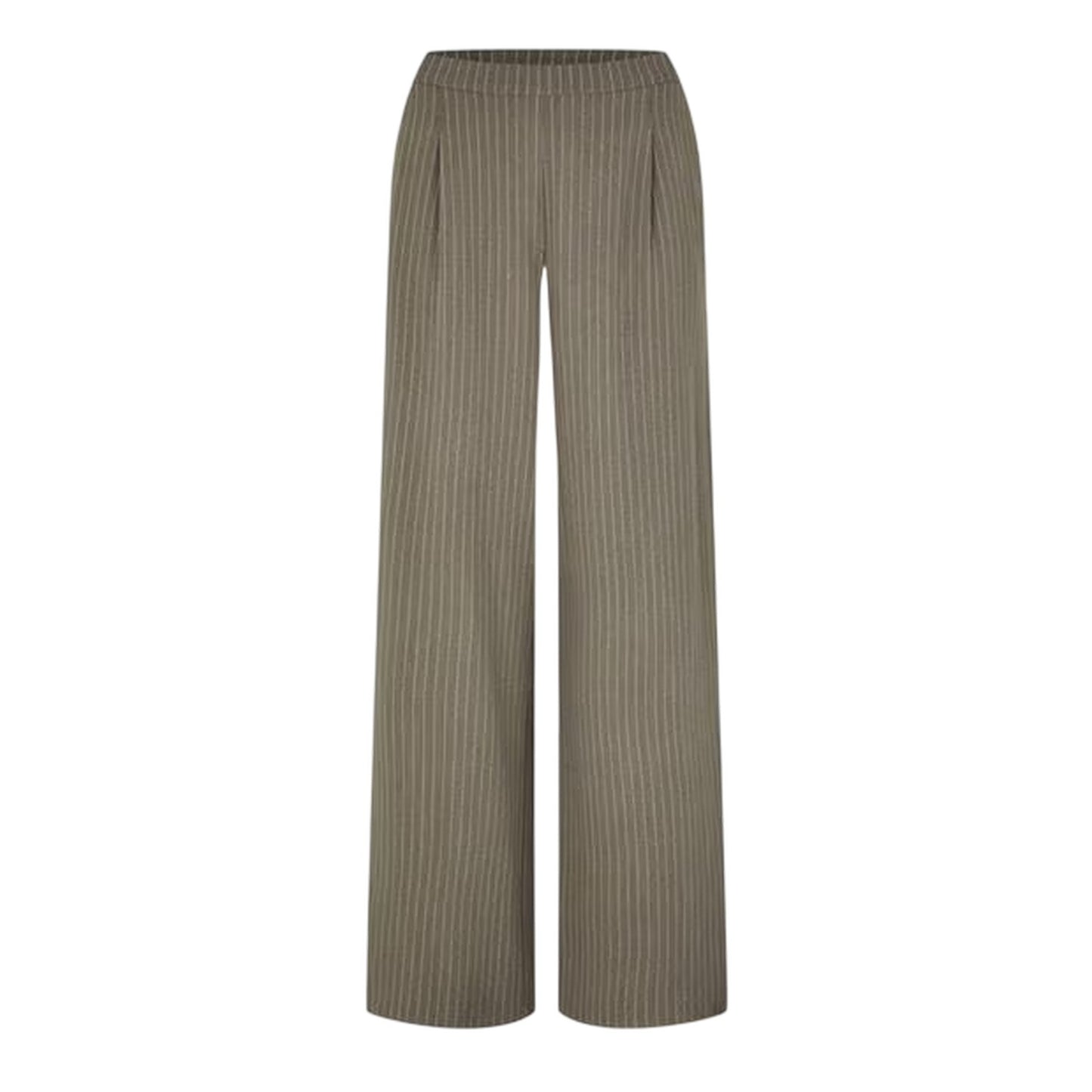 Khaki Green - Front - Biba Womens-Ladies Vertical Stripe Wide Leg Trousers