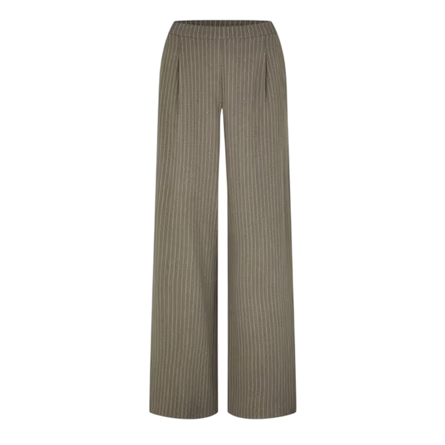 Khaki Green - Front - Biba Womens-Ladies Vertical Stripe Wide Leg Trousers