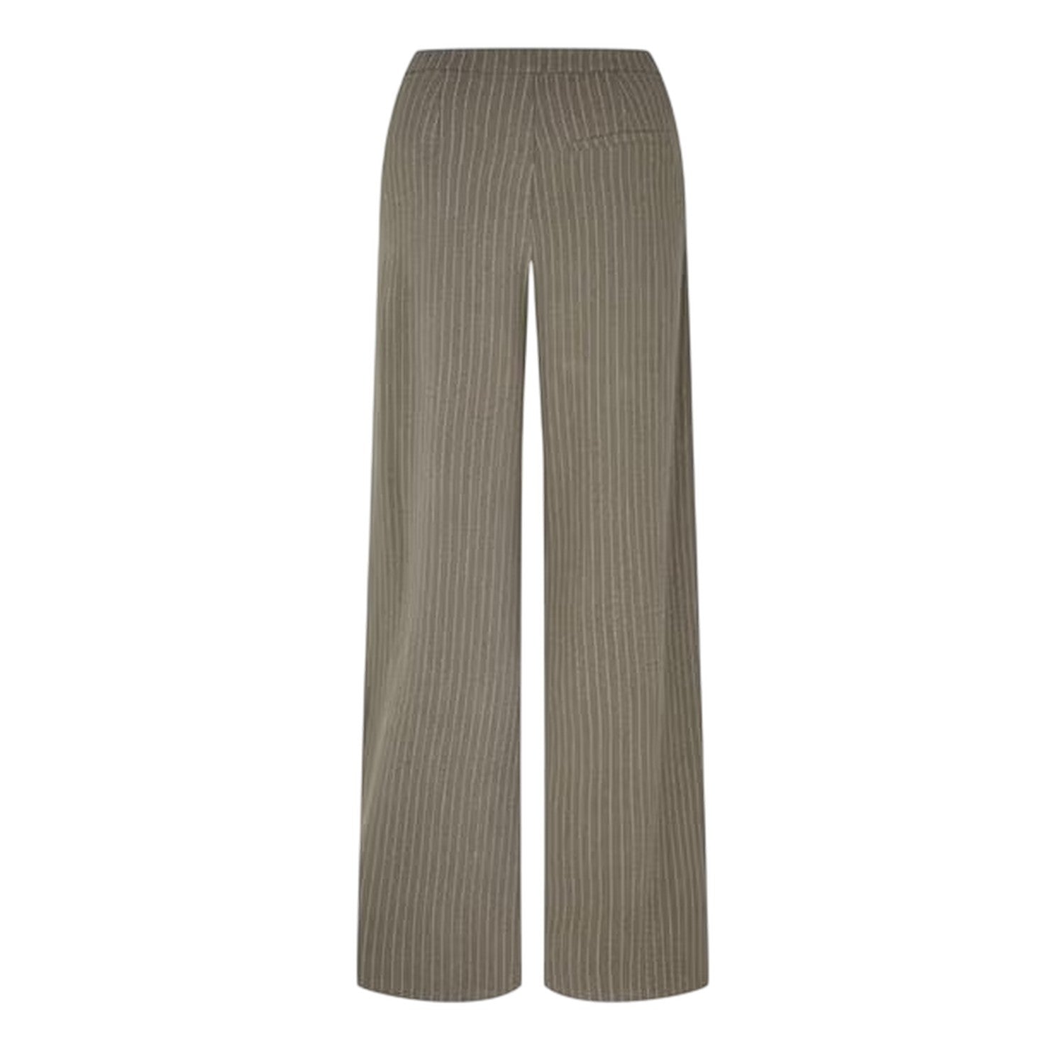 Khaki Green - Back - Biba Womens-Ladies Vertical Stripe Wide Leg Trousers