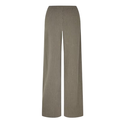 Khaki Green - Back - Biba Womens-Ladies Vertical Stripe Wide Leg Trousers
