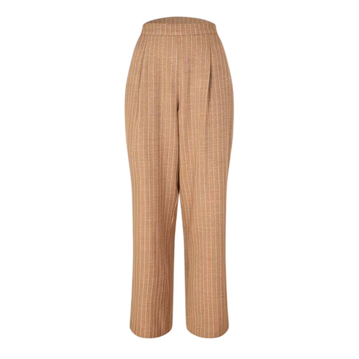 Camel - Front - Biba Womens-Ladies Vertical Stripe Wide Leg Trousers