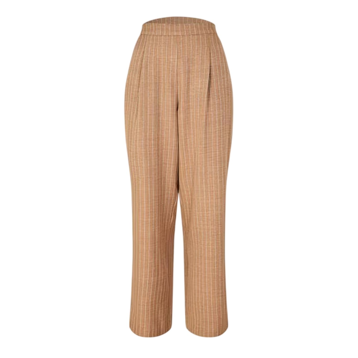Camel - Front - Biba Womens-Ladies Vertical Stripe Wide Leg Trousers