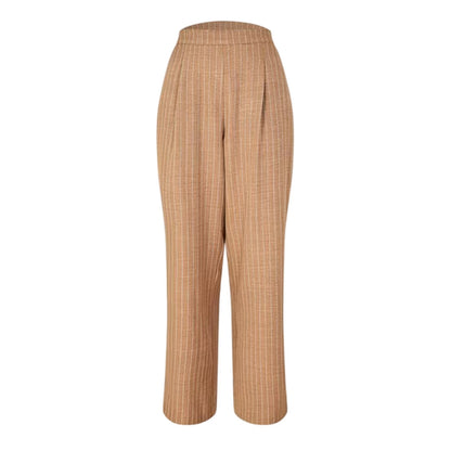 Camel - Front - Biba Womens-Ladies Vertical Stripe Wide Leg Trousers