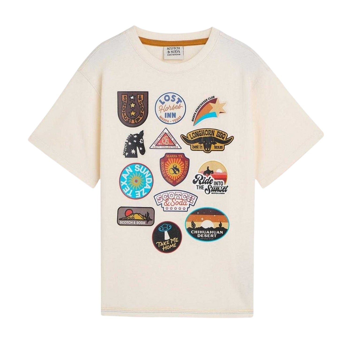 Cream - Front - Scotch And Soda Boys Artwork Relaxed Fit T-Shirt