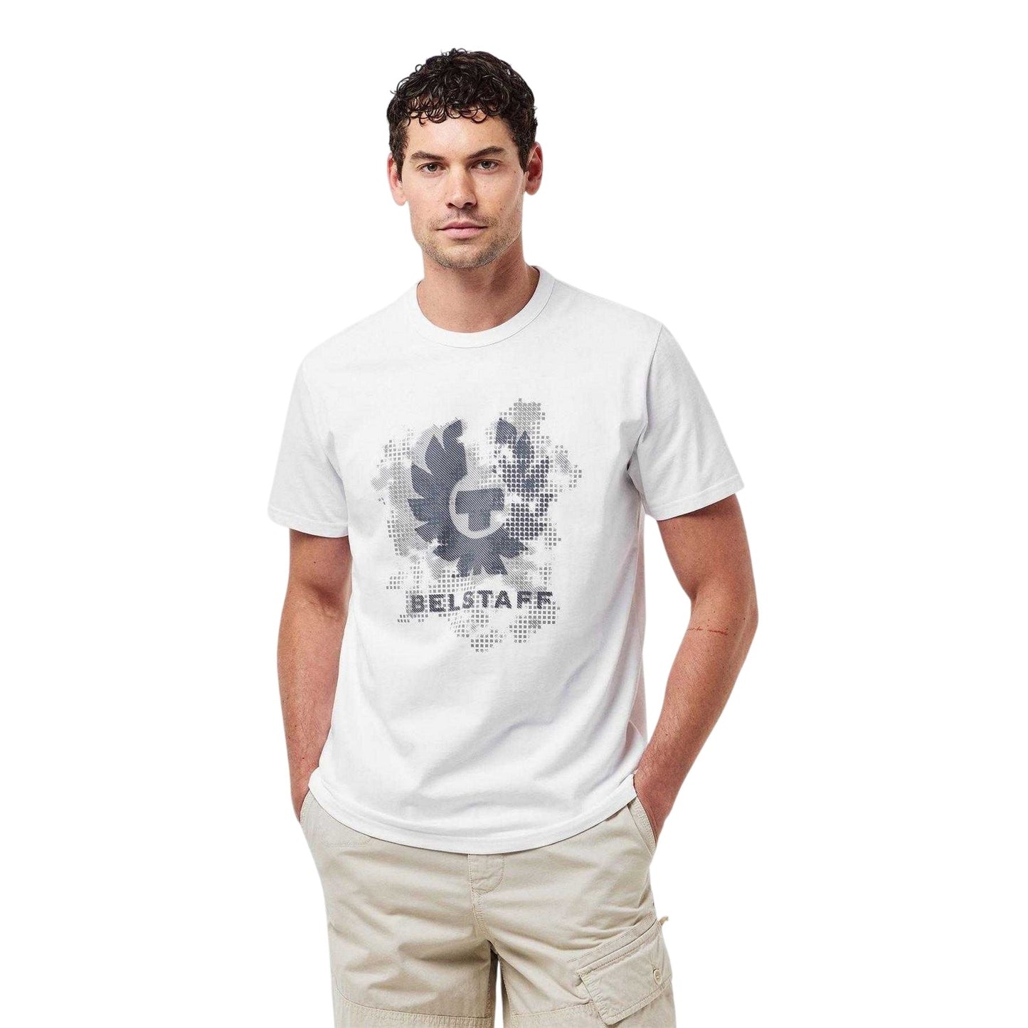 White - Side - Belstaff Mens Pheonix Regular Short-Sleeved T-Shirt