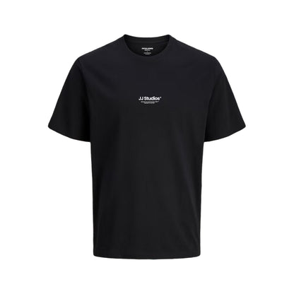 Black - Front - Jack And Jones Boys Soho Logo Printed Regular T-Shirt