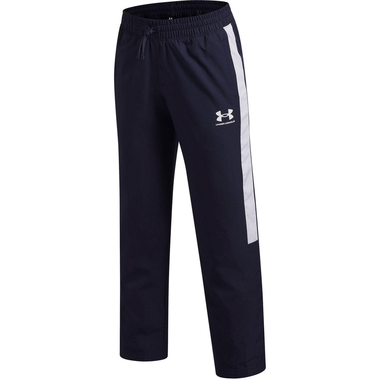Navy-White - Side - Under Armour Boys Rival Woven Jogging Bottoms