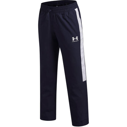 Navy-White - Side - Under Armour Boys Rival Woven Jogging Bottoms