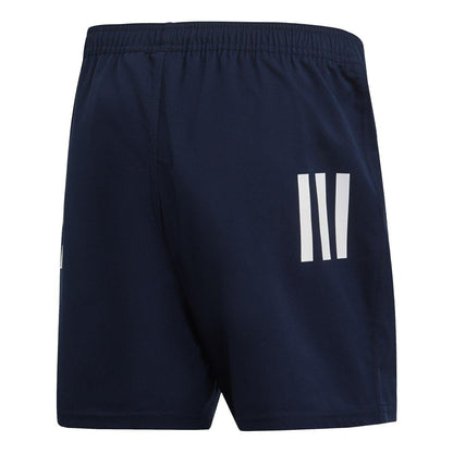 Navy-White - Back - Adidas Mens Striped Rugby Shorts