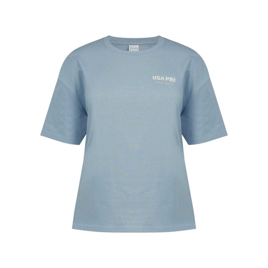 Brunnera Blue - Front - USA Pro Womens-Ladies Back Print Oversized T-Shirt