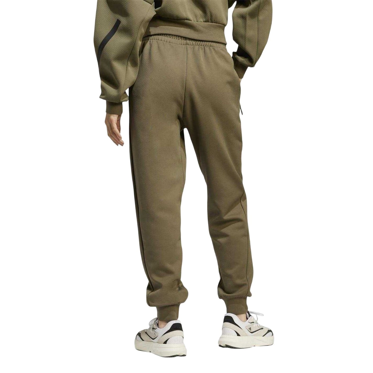 Olive - Back - Adidas Womens-Ladies Z.N.E. Logo Jogging Bottoms