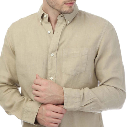 Beige - Lifestyle - Gant Mens Linen Garment Dyed Regular Shirt