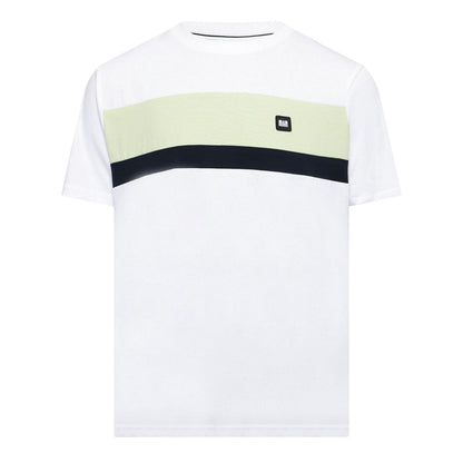 White-Peppermint-Navy - Front - Weekend Offender Mens Crossword Chest Stripe Regular T-Shirt