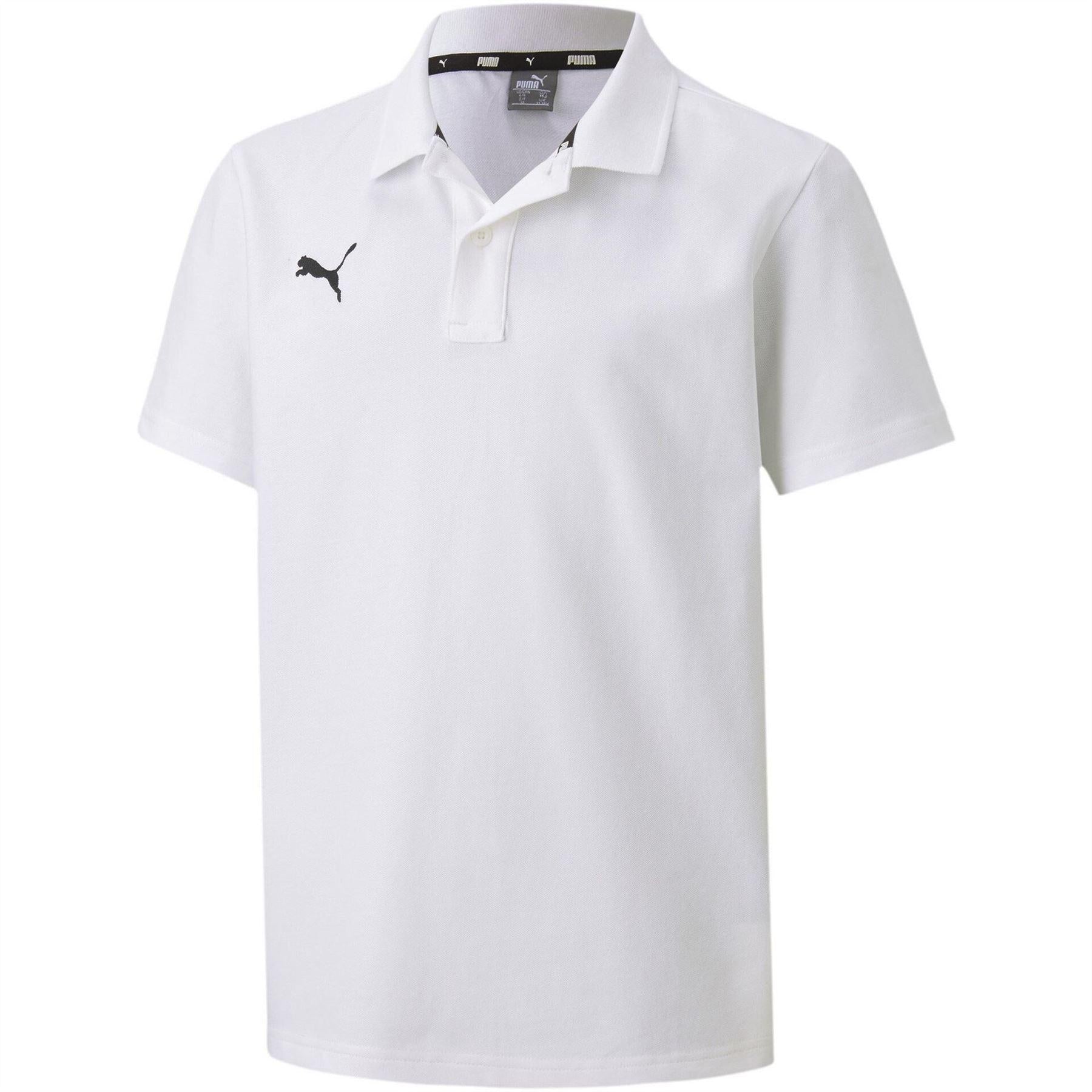 White - Front - Puma Childrens-Kids TeamGoal 23 Contrast Logo Regular Polo Shirt