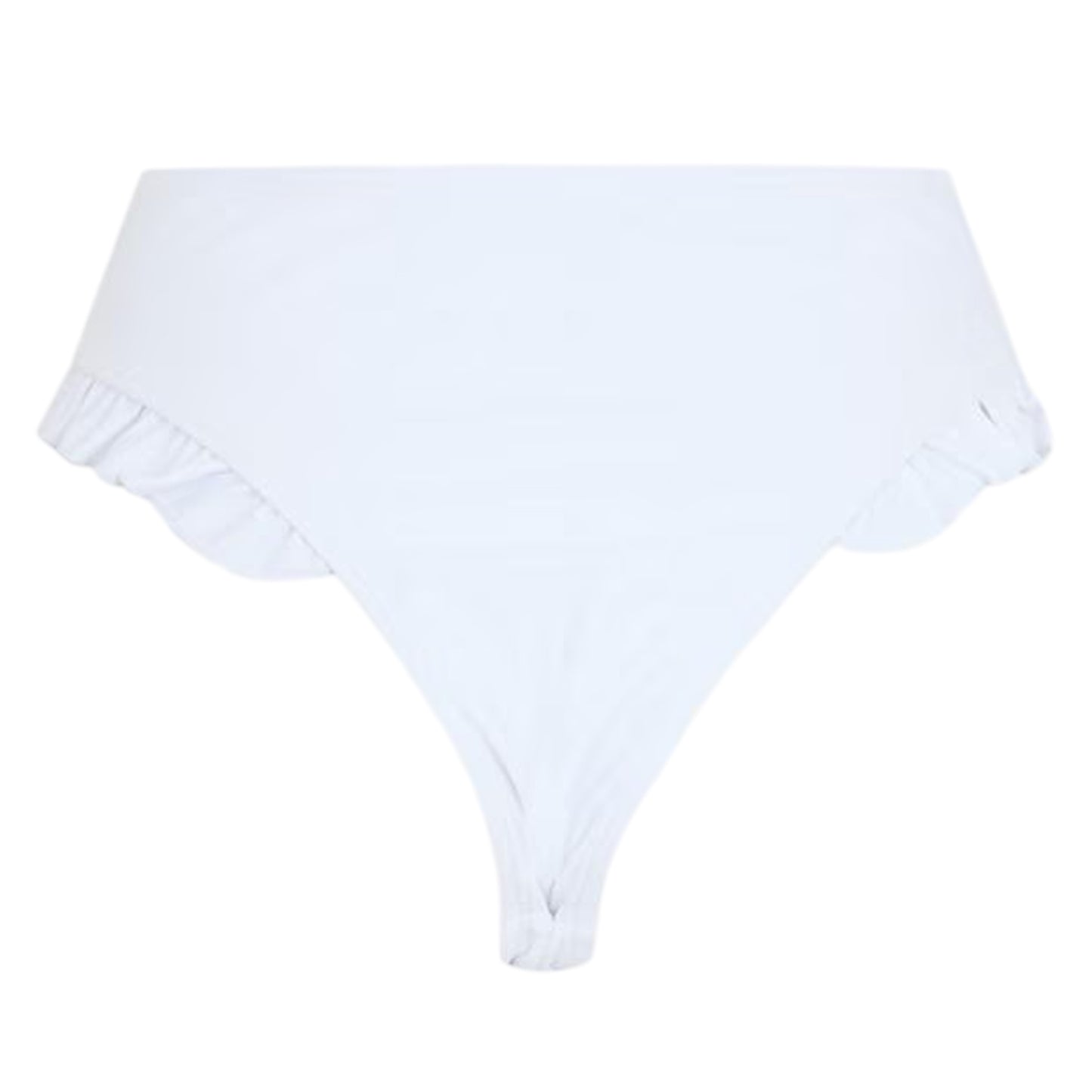 White - Back - Brave Soul Womens-Ladies Frill High Waist Bikini Bottoms