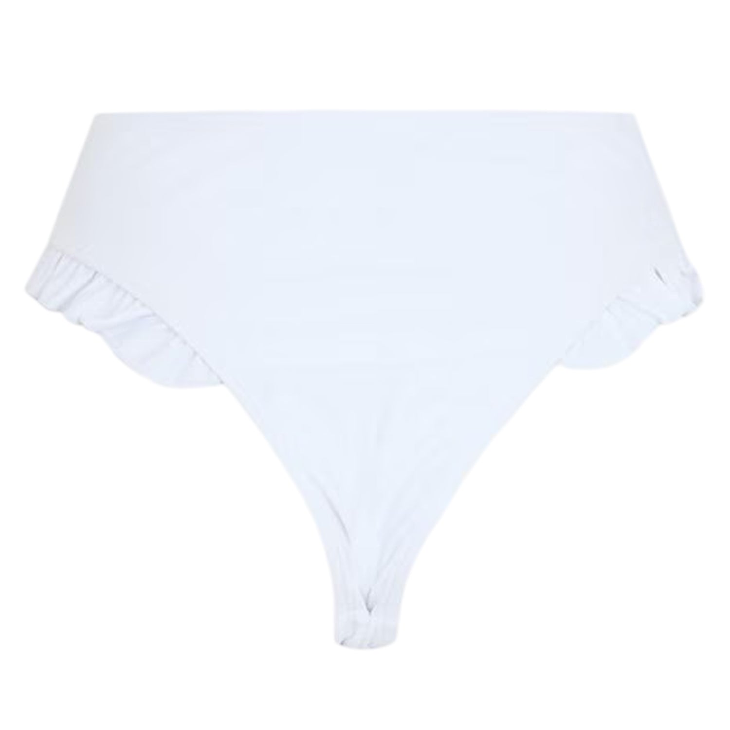 White - Back - Brave Soul Womens-Ladies Frill High Waist Bikini Bottoms