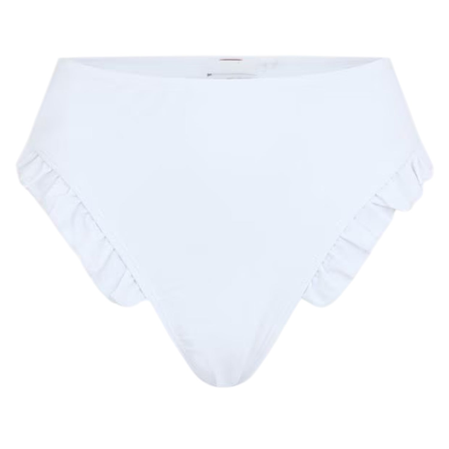 White - Front - Brave Soul Womens-Ladies Frill High Waist Bikini Bottoms