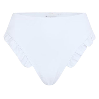 White - Front - Brave Soul Womens-Ladies Frill High Waist Bikini Bottoms