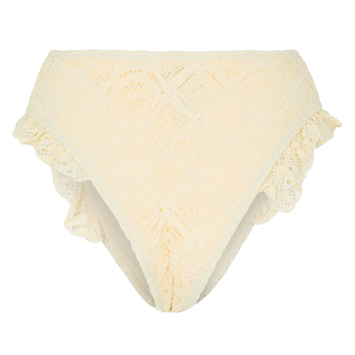 Yellow - Back - Brave Soul Womens-Ladies Crochet Panel High Waist Bikini Bottoms