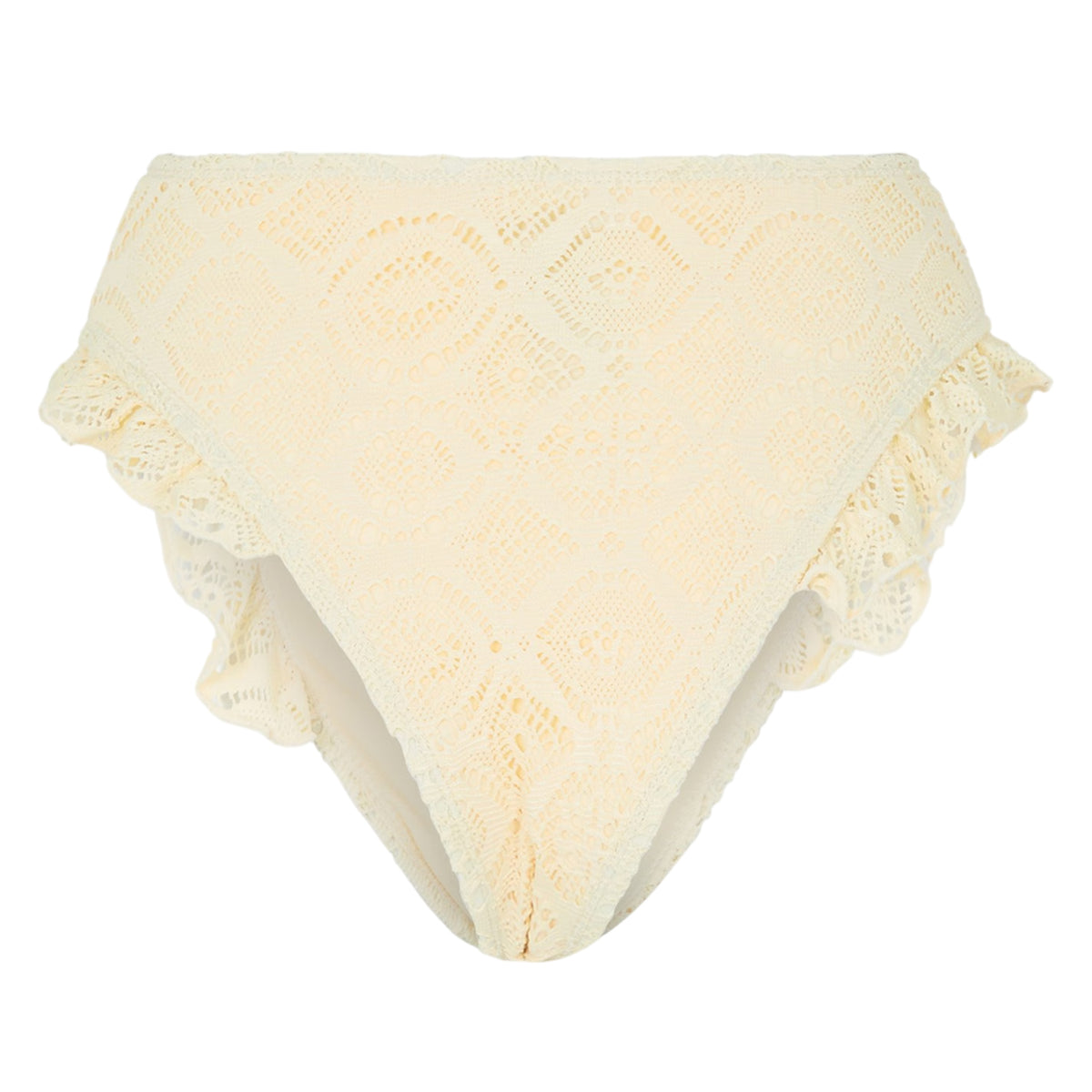 Yellow - Back - Brave Soul Womens-Ladies Crochet Panel High Waist Bikini Bottoms