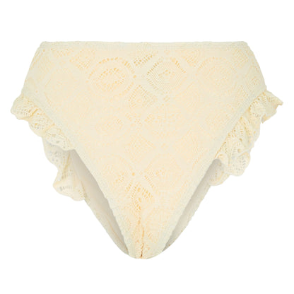 Yellow - Back - Brave Soul Womens-Ladies Crochet Panel High Waist Bikini Bottoms